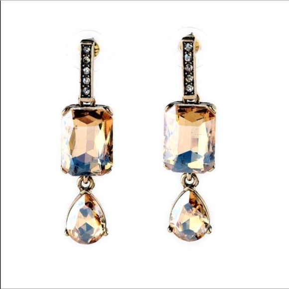 ART DECO INSPIRED TOPAZ CRYSTAL Post DROP EARRINGS 173 - Picture 1 of 3